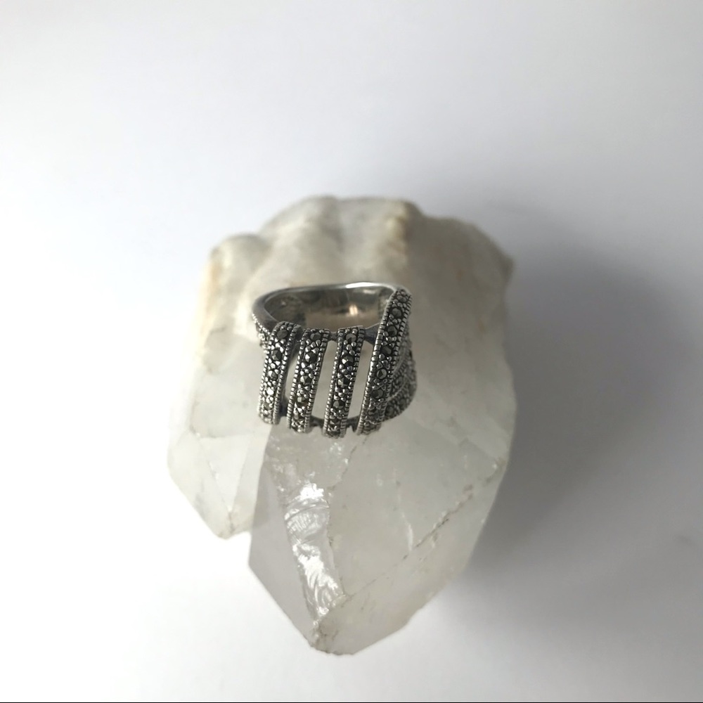 Art Deco sterling silver 925 FAS and marcasite stone ring 💍